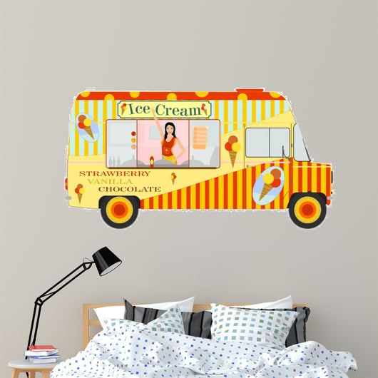 Ice cream van with girl inside 