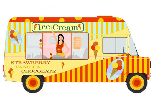 Ice cream van with girl inside 