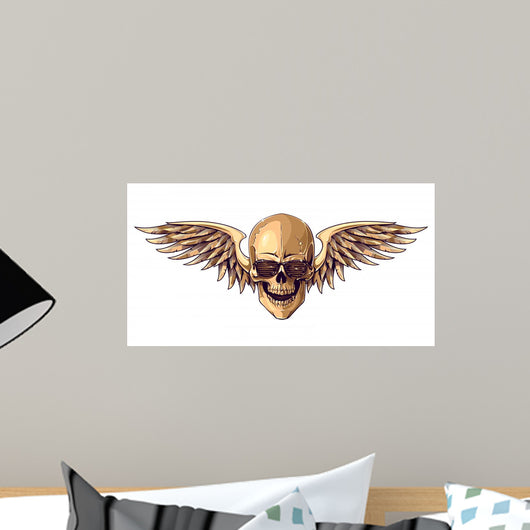 Hipster Skull With Wings Wall Decal