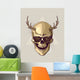 Hipster Gold Skull With Horns Wall Mural