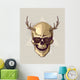 Hipster Gold Skull With Horns Wall Mural