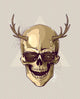 Hipster Gold Skull With Horns Wall Mural