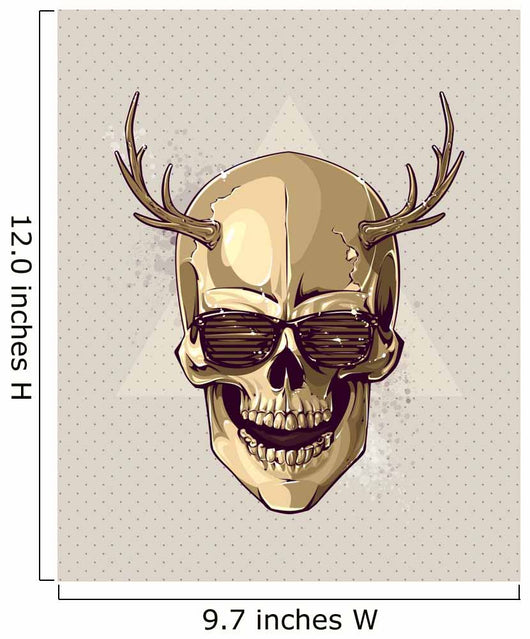 Hipster Gold Skull With Horns Wall Mural