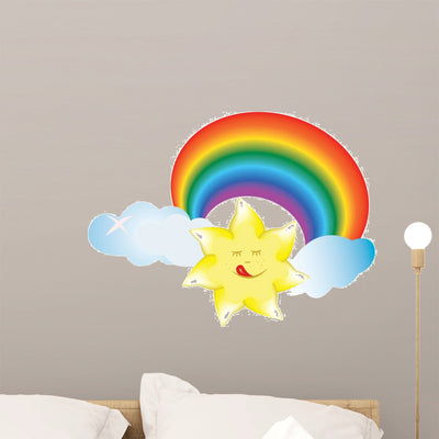 Illustration Merry Sun Wall Decal shown on a wall