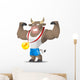 Bull athlete shows muscles Wall Decal
