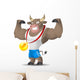 Bull athlete shows muscles Wall Decal