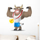 Bull athlete shows muscles Wall Decal