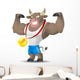 Bull athlete shows muscles Wall Decal