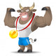 Bull athlete shows muscles Wall Decal