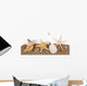 Beach sand with sea shell and star fish postcard Wall Decal