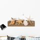Beach sand with sea shell and star fish postcard Wall Decal