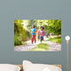 Children Running In Countryside With Father 