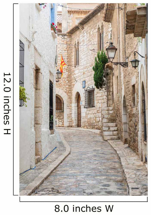 Medieval street in Sitges old town, Spain 