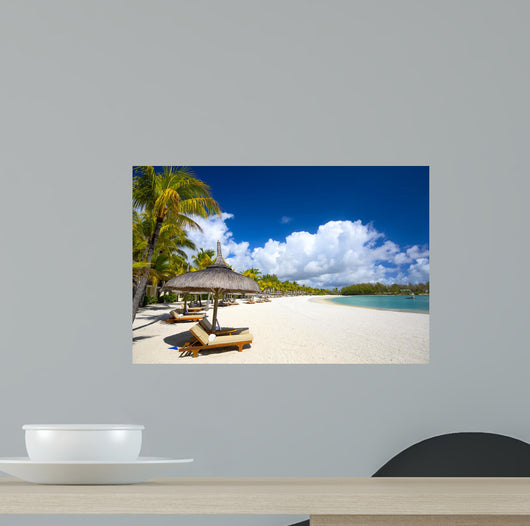 White sand tropical beach in Mauritius Island 