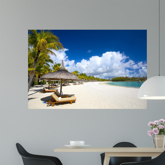 White sand tropical beach in Mauritius Island 