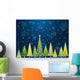 christmas forest in the night,  vector 