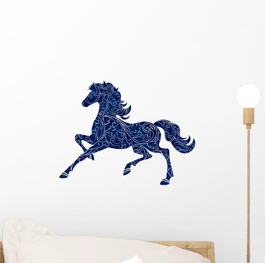 blue filigree horse Wall Decal