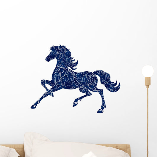 blue filigree horse Wall Decal