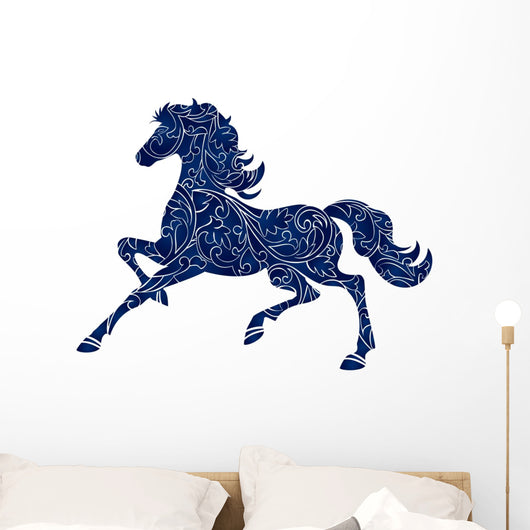 blue filigree horse Wall Decal