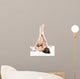 Woman massaging legs lying on white background 