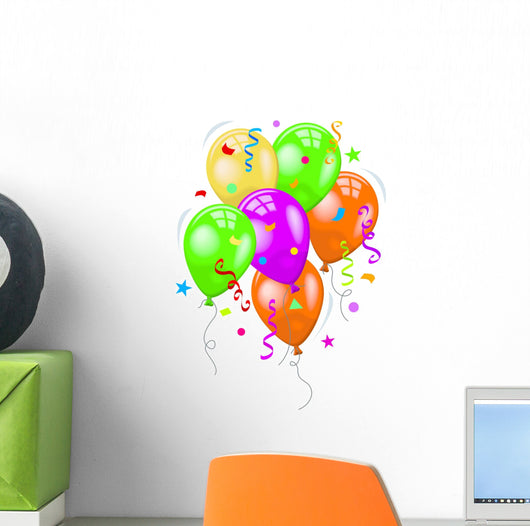 Group of Balloons and Confetti 