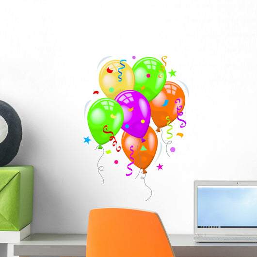 Group of Balloons and Confetti 