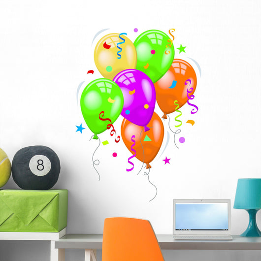 Group of Balloons and Confetti 