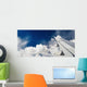 Airplane wing and blue sky Wall Mural