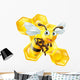Cartoon Bee and Honey Comb Wall Decal