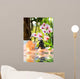 massage composition spa with candles, orchids, stones in garden Wall Mural