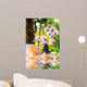 massage composition spa with candles, orchids, stones in garden Wall Mural