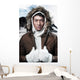 Asian winter sport fashion man in snow mountain landscape. Weari 