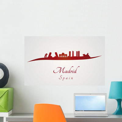 Madrid Skyline Red shown on a wall