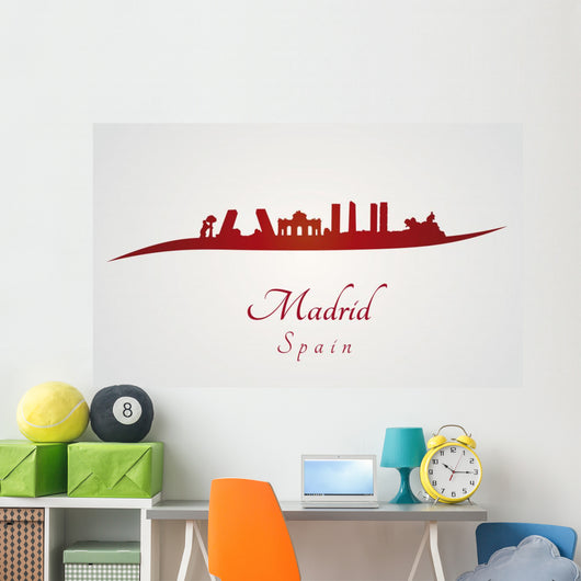 Madrid skyline in red 