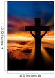 A cross at sundown on the ocean Wall Mural