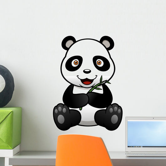 Vector illustration of panda cartoon with bamboo Wall Decal