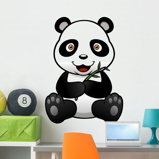 Vector illustration of panda cartoon with bamboo Wall Decal