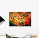 Tacos on plate with tomatoes, habanero and serano peppers. Wall Mural