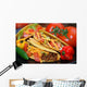 Tacos on plate with tomatoes, habanero and serano peppers. Wall Mural