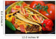 Tacos on plate with tomatoes, habanero and serano peppers. Wall Mural