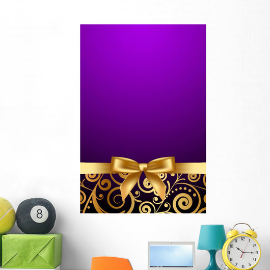 Vector Purple and Luxury Frame with Gold Ribbon Wall Mural