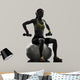 woman exercising fitness ball weight training  silhouette 