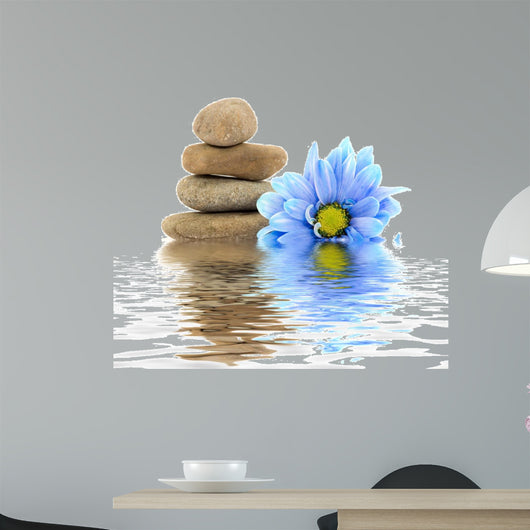 therapy stones with flowers isolated 