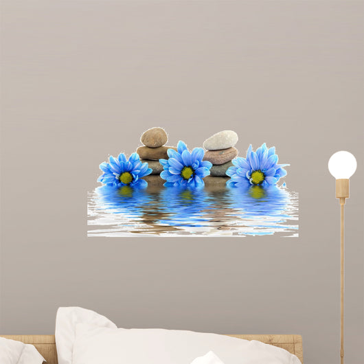 therapy stones with flowers isolated 