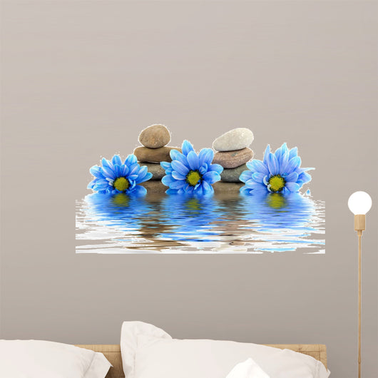 therapy stones with flowers isolated 