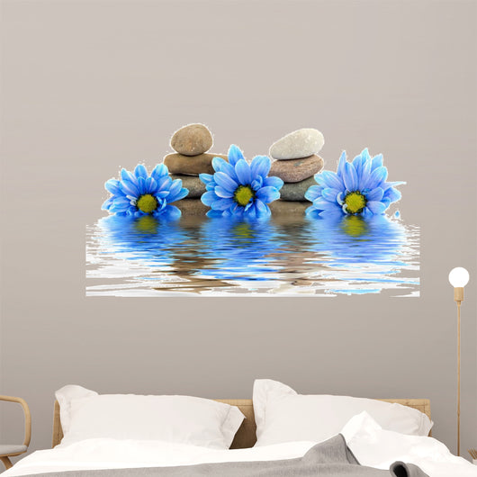 therapy stones with flowers isolated 