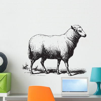 Sheep Wall Decal shown on a wall