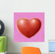 Hand-painted red heart on a pink background Wall Mural