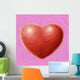 Hand-painted red heart on a pink background Wall Mural