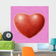 Hand-painted red heart on a pink background Wall Mural